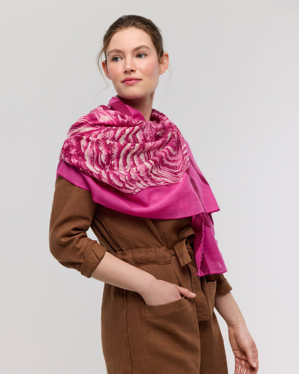 Merino Wool Scarf - Animal Print Pink - Mysterra