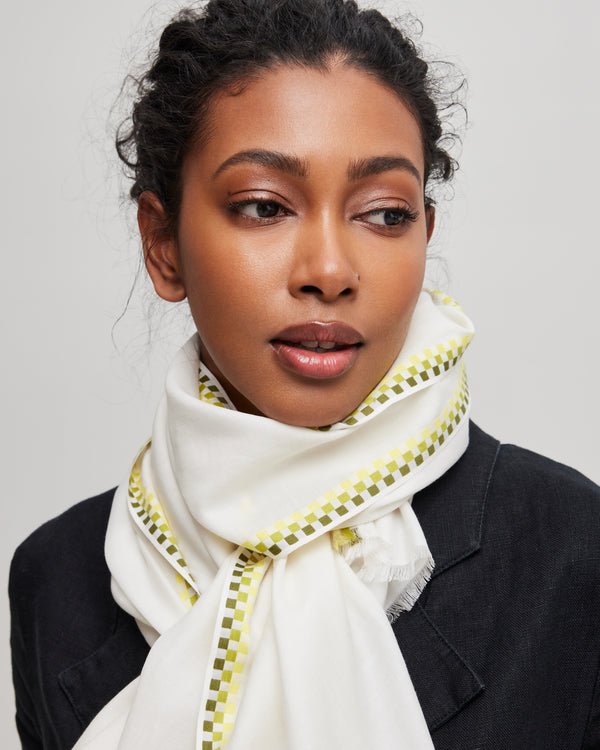 Foulard coton et soie - Uni Blanc