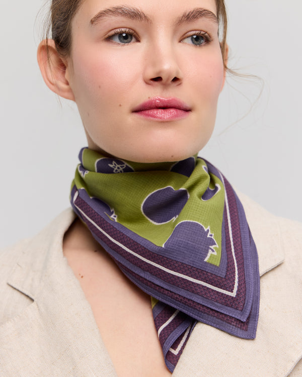 Purple and Khaki square scarf - Soléa