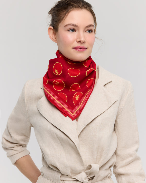 Red square cotton scarf - Soléa