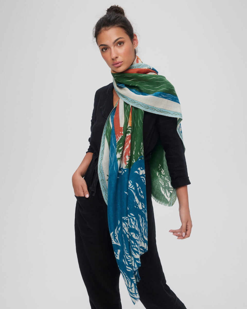 Square scarf merino wool and silk - Blue Poppy – Princesse & Dragon