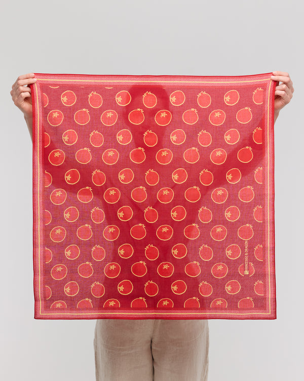 Foulard carré en coton rouge - Soléa