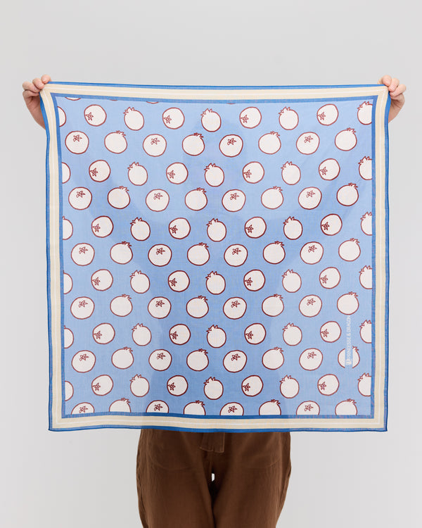 Foulard carré en coton bleu et blanc - Soléa