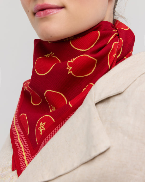 Foulard carré en coton rouge - Soléa