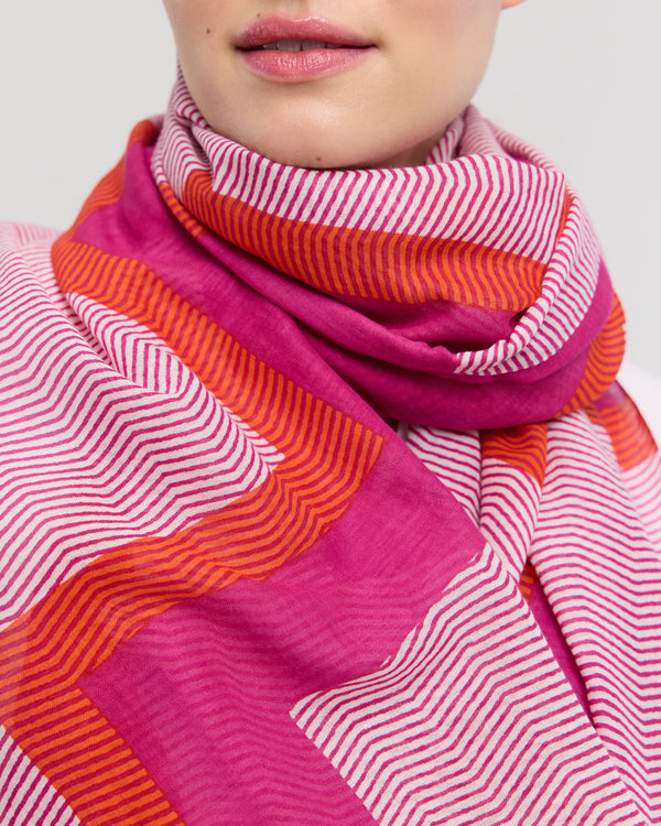 Foulard en coton rose et orange - Alba