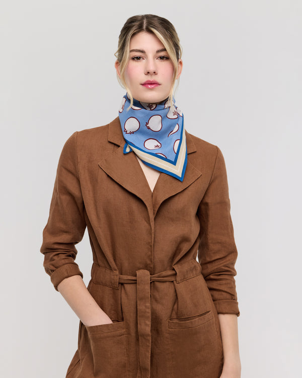 Blue and white square scarf - Soléa