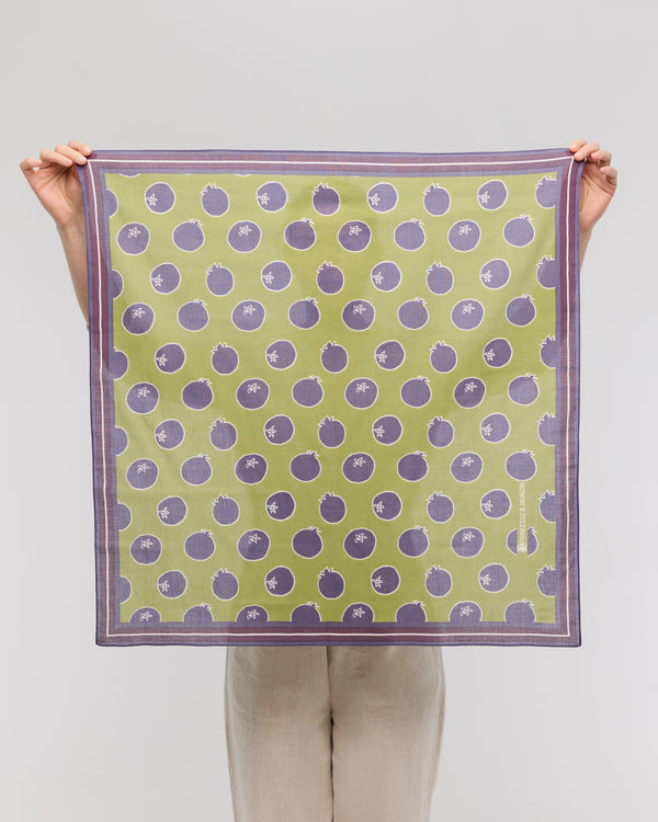 Foulard carré en coton violet et kaki - Soléa