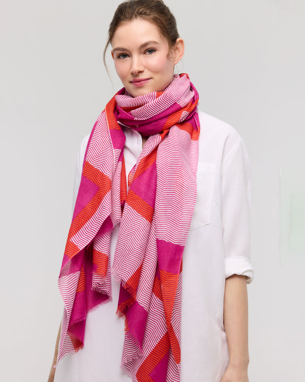 Foulard en coton rose et orange - Alba