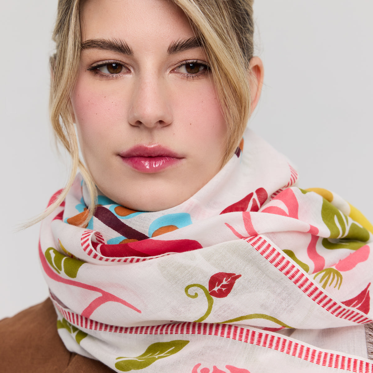 Foulard PINK Rose Et Jaune Avec Pendentif Fleur – Neuf Avec Étiquettes