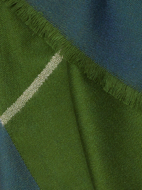 Foulard de laine mérinos vert, bleu et blanc - London