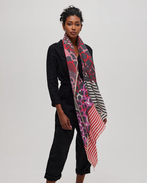 Red and purple merino wool scarf - Céleste