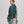 Foulard-vert-bleu-laine-mérinos-fait-main-relief-subtil-motif-chevron-porté-avec-style