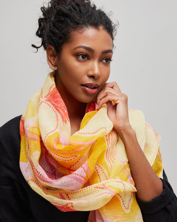 Orange linen and cotton scarf - Sendai