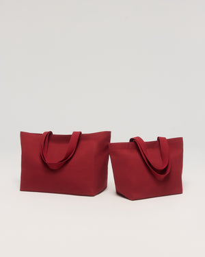 Ensemble de sacs en coton rouge, petit et grand format, collection voyage – Princesse & Dragon Montréal