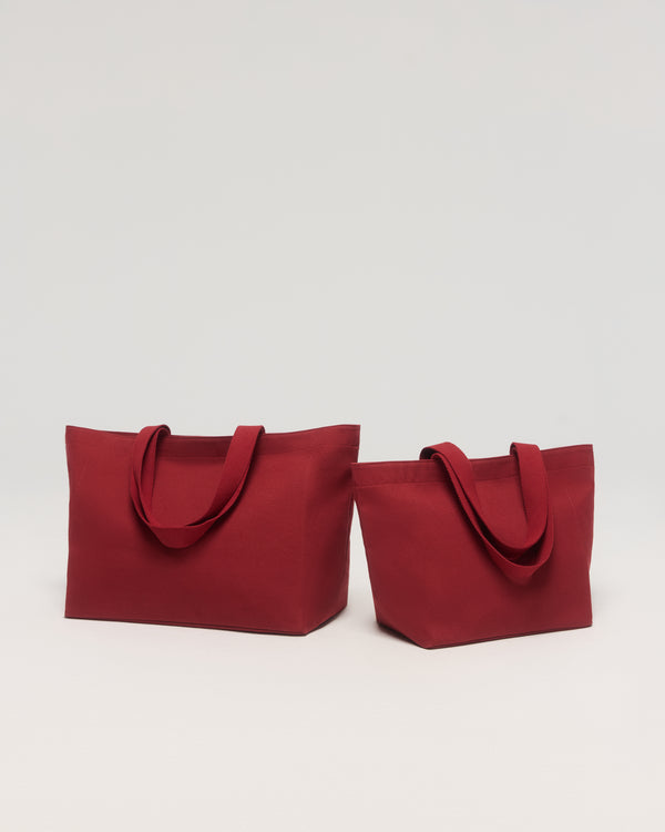 Ensemble de sacs en coton rouge, petit et grand format, collection voyage – Princesse & Dragon Montréal