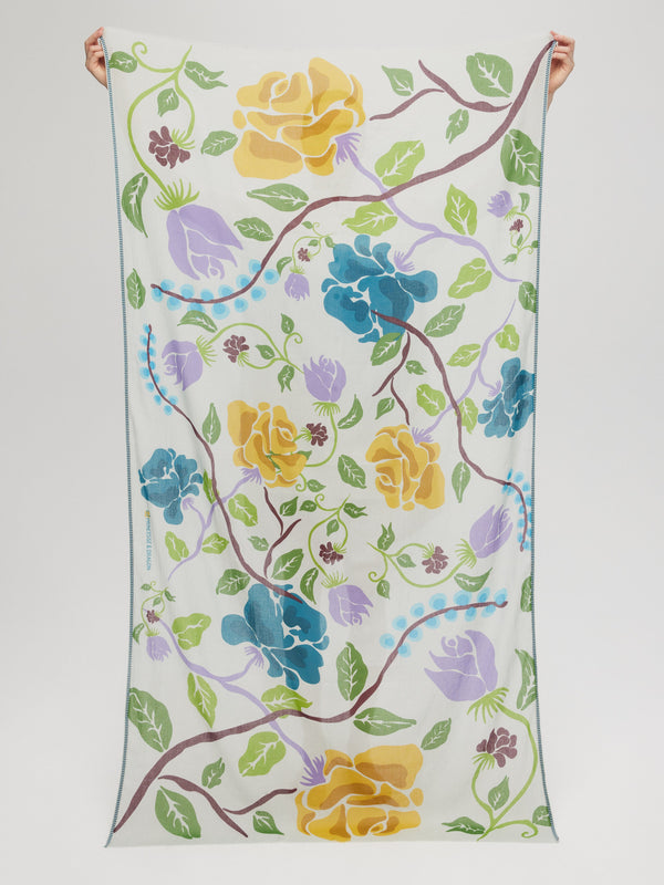 Vente d'atelier - Foulard en coton vert et bleu-Baie-Mahault