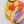 Détail du foulard à motif abstrait jaune, violet et orange en coton, Princesse & Dragon Montréal