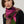 Grande écharpe femme en laine mérinos rose et vert à motif graphique