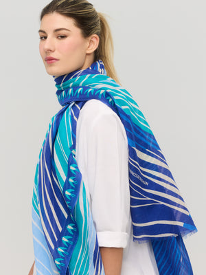 Foulard léger en coton bleu turquoise Princesse & Dragon Montréal