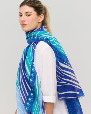 Foulard léger en coton bleu turquoise Princesse & Dragon Montréal