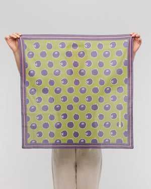 Foulard carré en coton violet et kaki - Soléa