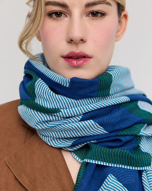 Blue and green cotton scarf - Alba