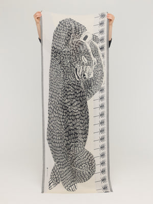 Écharpe d’hiver Teddy à motif animalier noir et écru