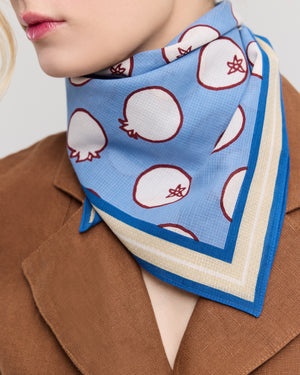 Foulard carré en coton bleu et blanc - Soléa
