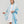 Foulard floral bleu en coton et soie porté autour du cou, Princesse & Dragon Montréal