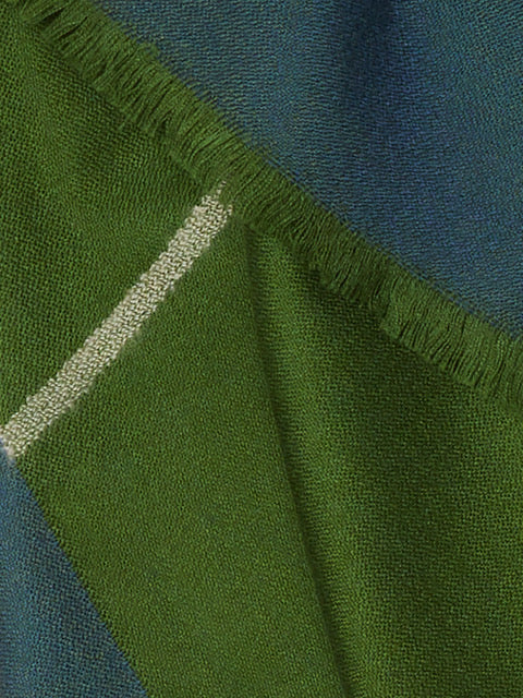 Green, blue and white merino wool scarf - London