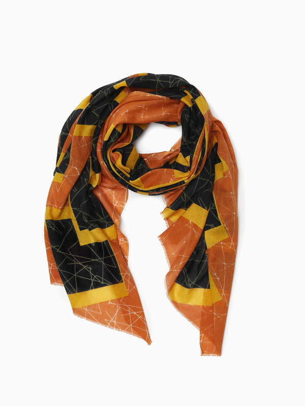 A Sorbet Mamey - Orange, ocher and black scarf