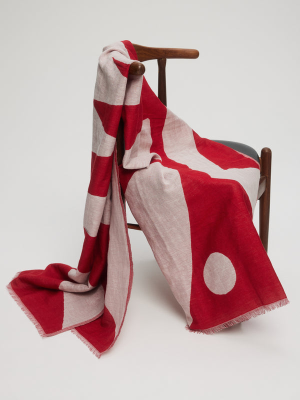 Foulard de lin et coton rouge - Le M