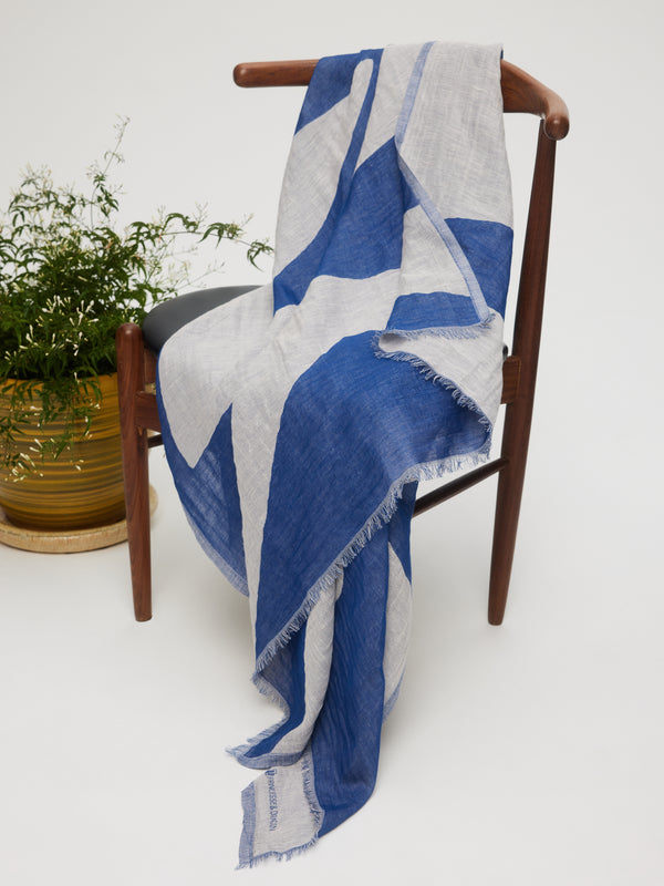 Blue linen and cotton scarf - Le M