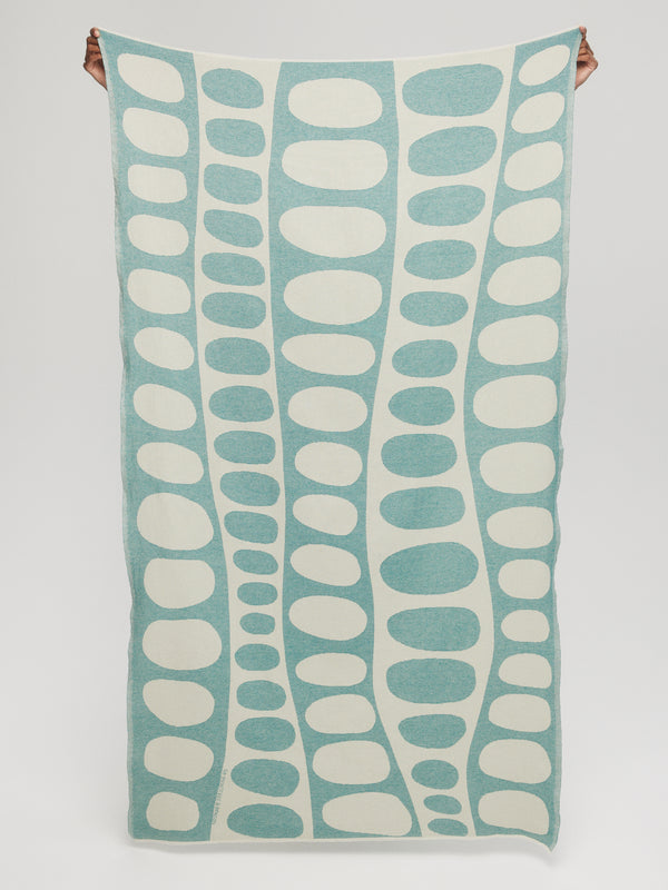 Green and greige cotton beach towel - Pebble