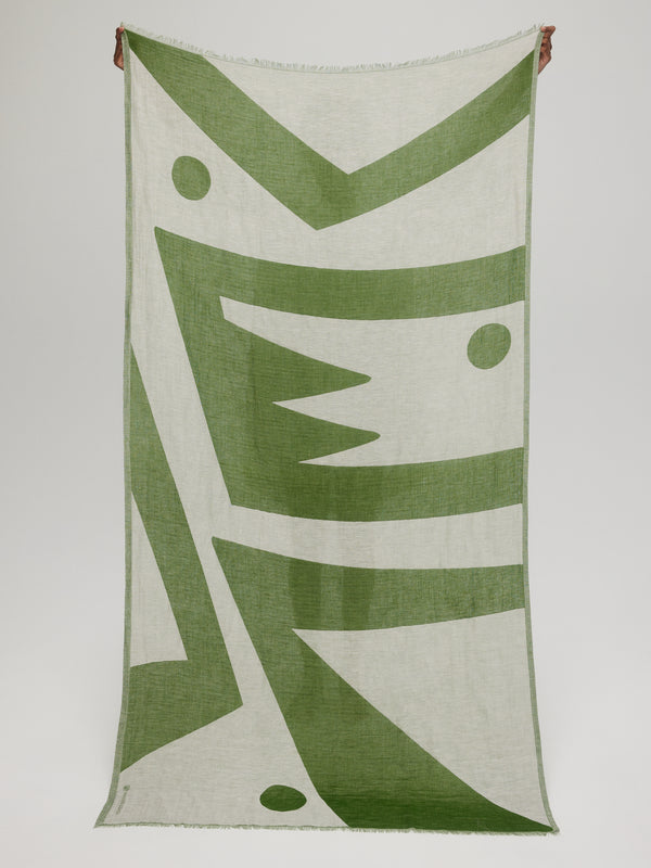 Green linen and cotton scarf - Le M