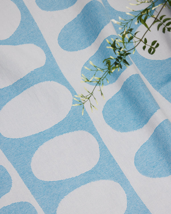 Blue and greige cotton beach towel - Galet